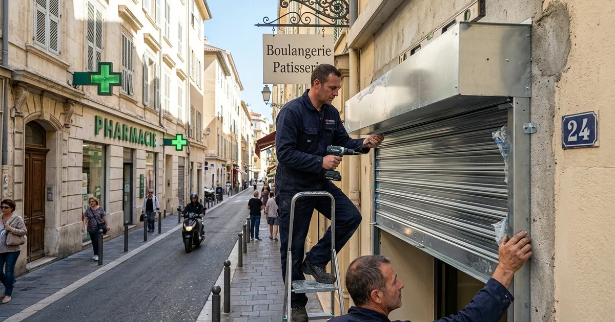 Store Métallique Pliable Commerce Nice 2026 : Spécifications